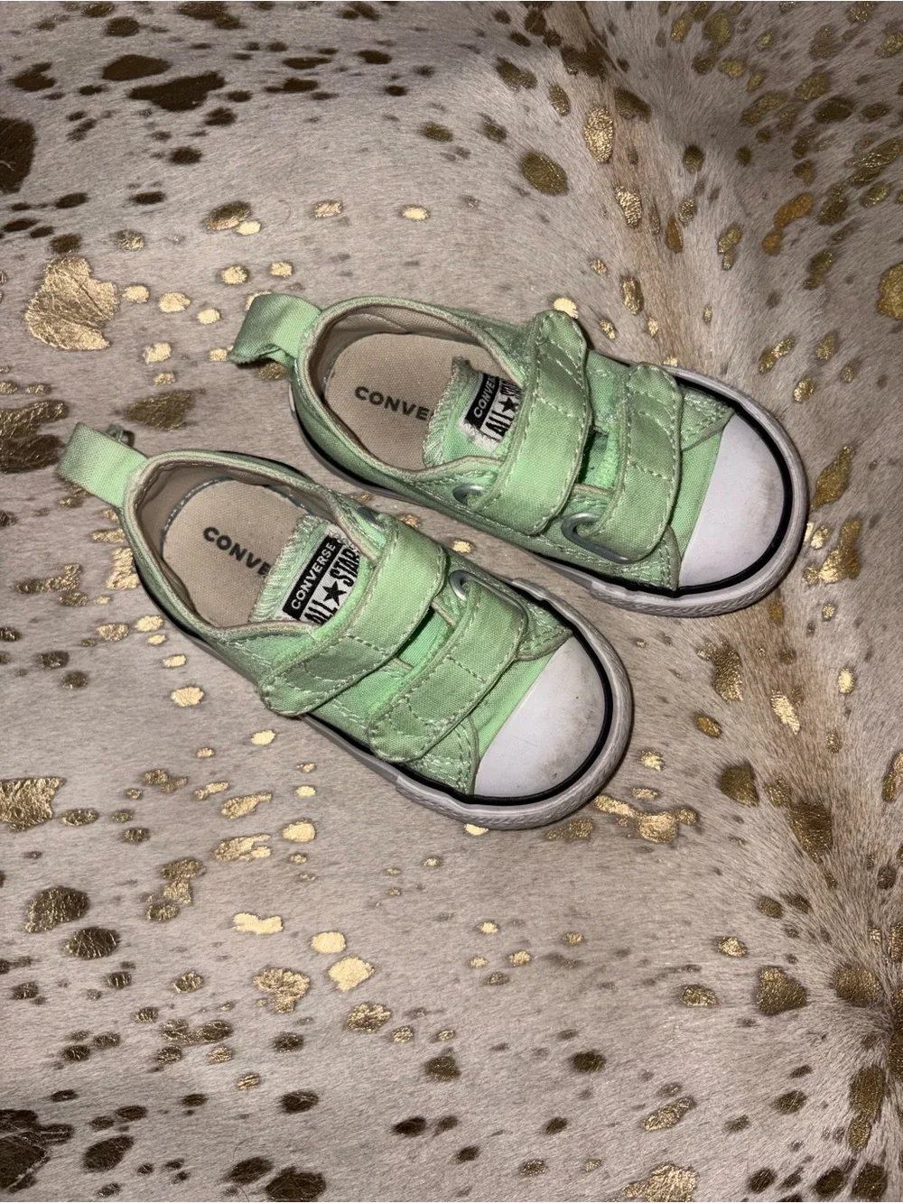 Converse Kids Mint Green Velcro Low-Top Sneakers